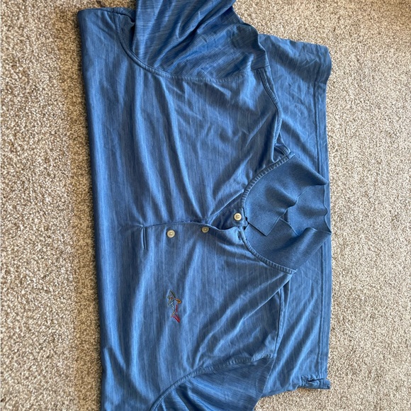 Greg Norman Collection Men's Blue Polo Shirt with Embroidered Shark - Picture 4 of 6